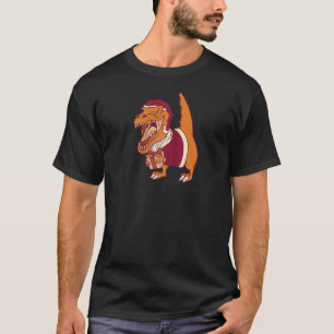 Dinosaur Santa Hat Funny Christmas Raglan Baseball T-Shirt