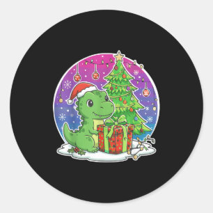Dinosaur Santa Hat Xmas Dinosaur Lover Adults Boy Classic Round Sticker