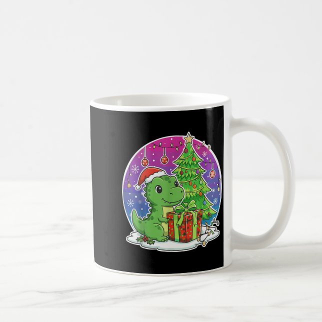 Dinosaur Santa Hat Xmas Dinosaur Lover Adults Boy  Coffee Mug (Right)