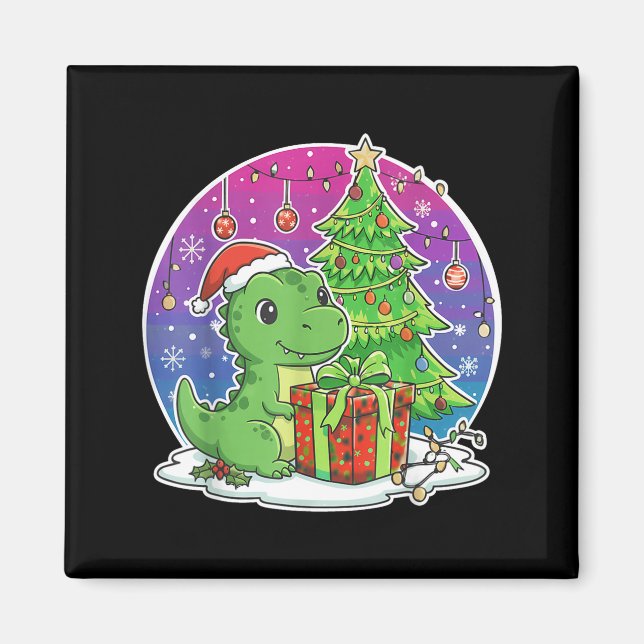 Dinosaur Santa Hat Xmas Dinosaur Lover Adults Boy  Magnet (Front)