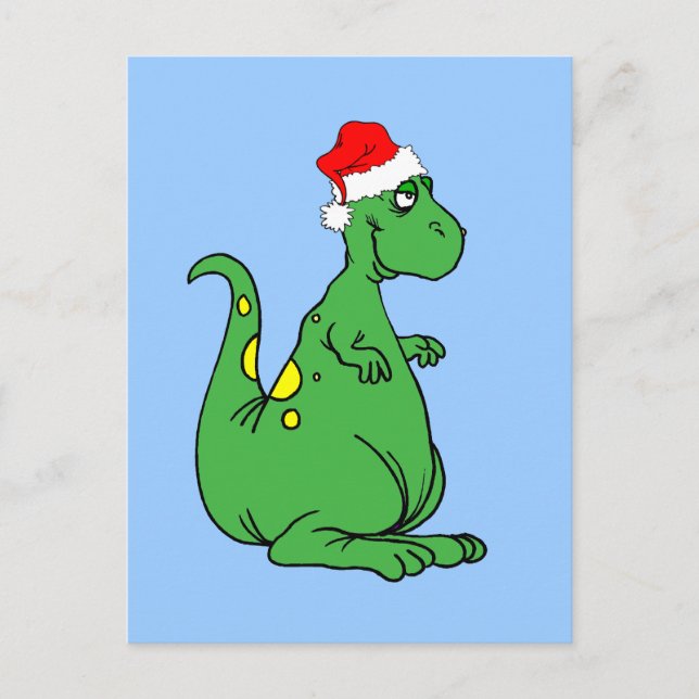 dinosaur Santa Holiday Postcard (Front)