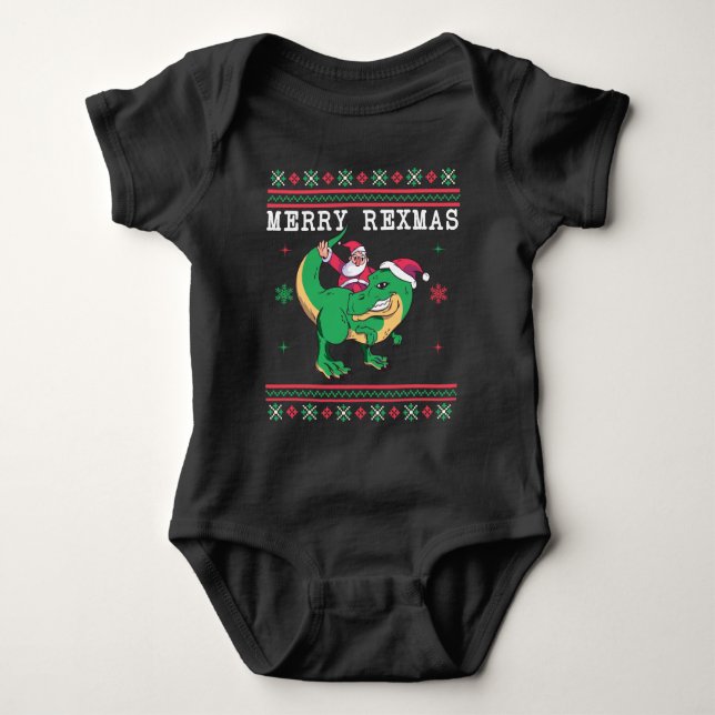 Dinosaur Santa T-Rex Ugly Christmas Sweater (Front)