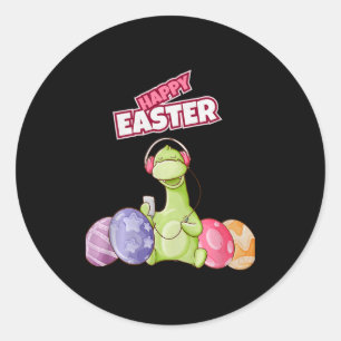 Dinosaur Say Happy Easter Premium Tri-blend Classic Round Sticker