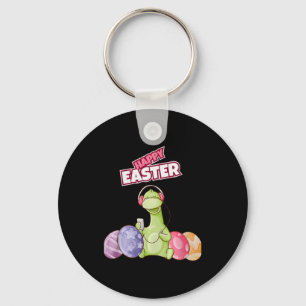 Dinosaur Say Happy Easter Premium Tri-blend Key Ring