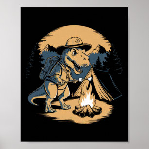 Dinosaur Scouting Camping For Kids Boys Girls  Poster