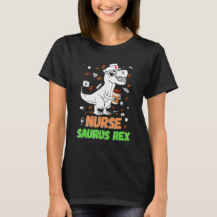 Dinosaur Scrub Nurse Life Coffee Rn Murse Nursing T-Shirt