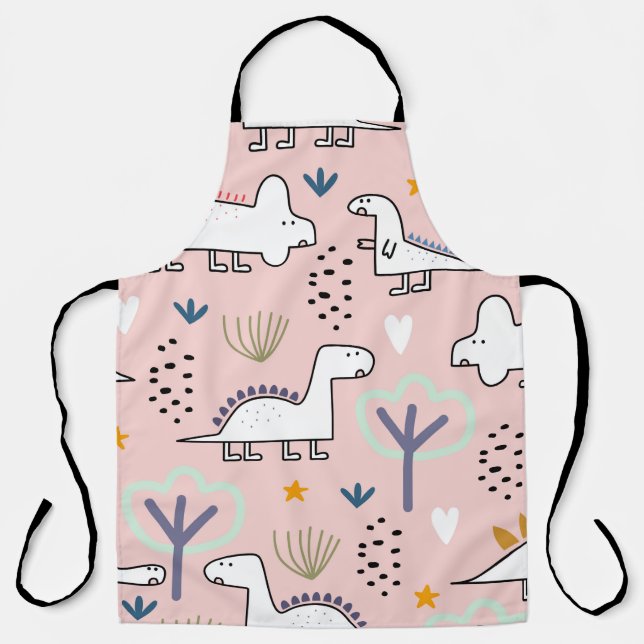 Dinosaur seamless pattern, vintage illustration wi apron (Front)