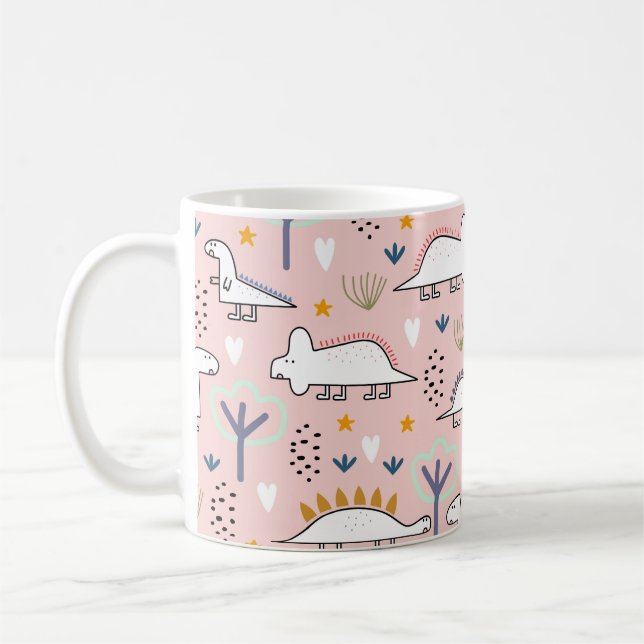 Dinosaur seamless pattern, vintage illustration wi coffee mug (Left)