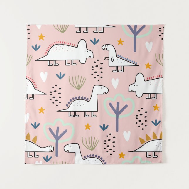 Dinosaur seamless pattern, vintage illustration wi tapestry (Front)
