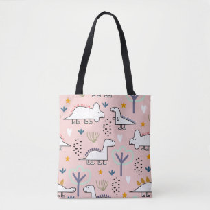 Dinosaur seamless pattern, vintage illustration wi tote bag