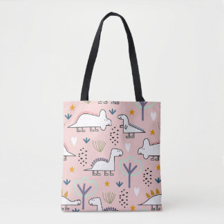 Dinosaur seamless pattern, vintage illustration wi tote bag