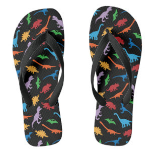 Dinosaur seven species silhouette pattern jandals