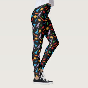 Dinosaur seven species silhouette pattern leggings