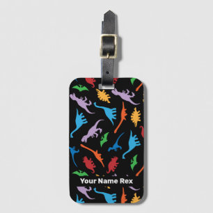 Dinosaur seven species silhouette pattern luggage  luggage tag