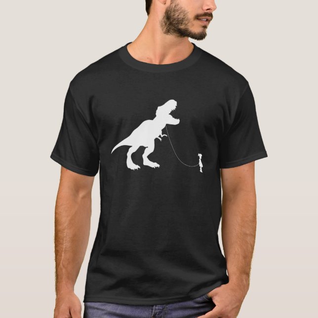 Dinosaur Shirt T-Rex Dinosaur Pet On A Leach Led B (Front)