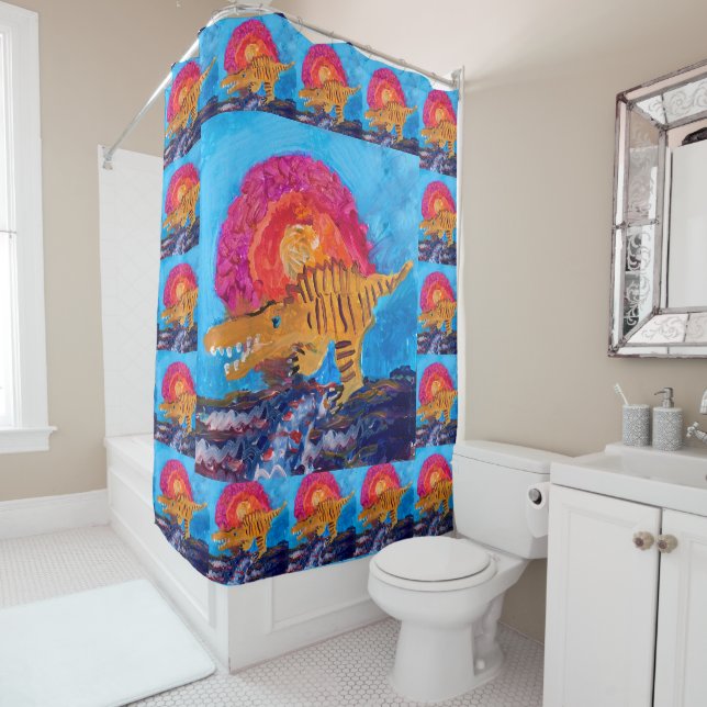 Dinosaur Shower Curtain (In Situ)