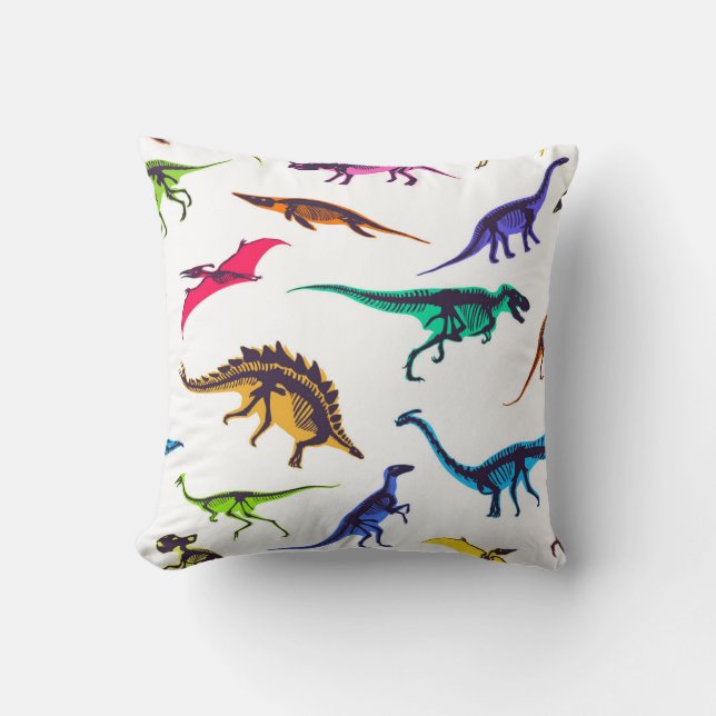 Dinosaur silhouettes: vintage sketch pattern. cushion (Front)