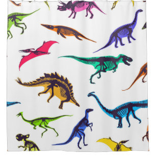 Dinosaur silhouettes: vintage sketch pattern. shower curtain