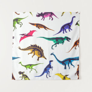 Dinosaur silhouettes: vintage sketch pattern. tapestry