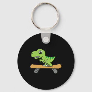 Dinosaur Skateboarding Cute Skateboard Dinosaur  Key Ring