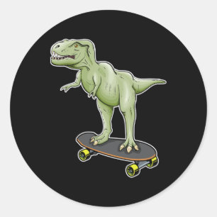 Dinosaur Skateboarding T-rex Dino Dinosaur  Classic Round Sticker