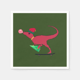 Dinosaur Skater Christmas Mod Napkin