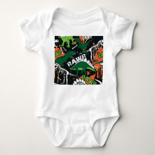 Dinosaur skeleton, grunge seamless pattern. baby bodysuit