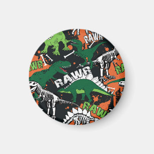 Dinosaur skeleton, grunge seamless pattern. magnet