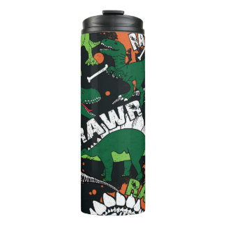 Dinosaur skeleton, grunge seamless pattern. thermal tumbler