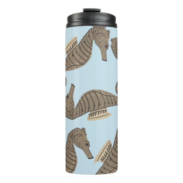 Dinosaur skeleton, grunge seamless pattern. thermal tumbler (Front)