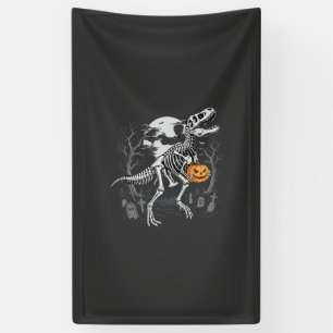 Dinosaur Skeleton Halloween Pumpkin Graveyard Desi Banner