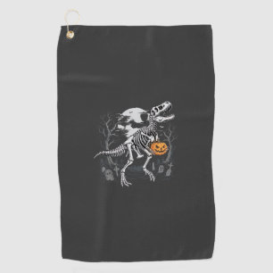Dinosaur Skeleton Halloween Pumpkin Graveyard Desi Golf Towel