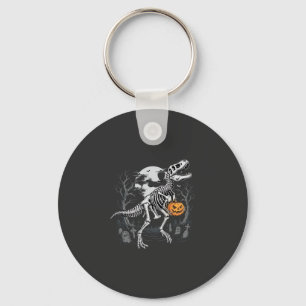 Dinosaur Skeleton Halloween Pumpkin Graveyard Desi Key Ring