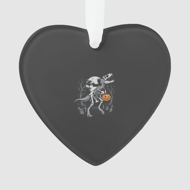 Dinosaur Skeleton Halloween Pumpkin Graveyard Desi Ornament (Front)