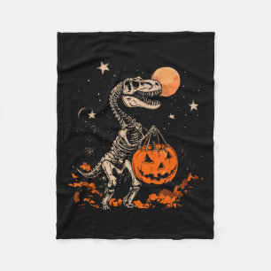 Dinosaur Skeleton Scary Pumpkin Moon Halloween Boy Fleece Blanket