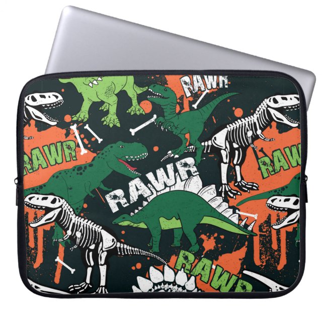Dinosaur skeleton. Vintage grunge pattern Laptop Sleeve (Front)
