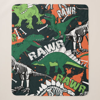Dinosaur skeleton. Vintage grunge pattern Sherpa Blanket