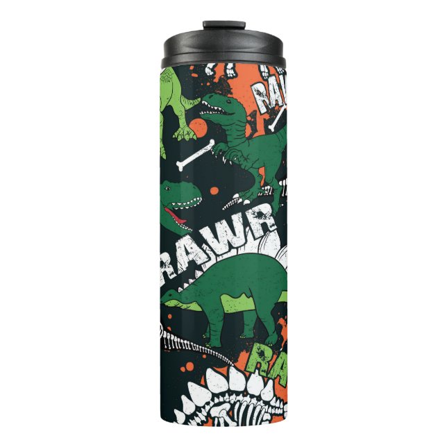 Dinosaur skeleton. Vintage grunge pattern Thermal Tumbler (Front)