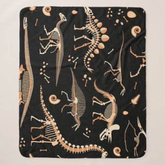 Dinosaur skeletons, fossils, vintage pattern. sherpa blanket