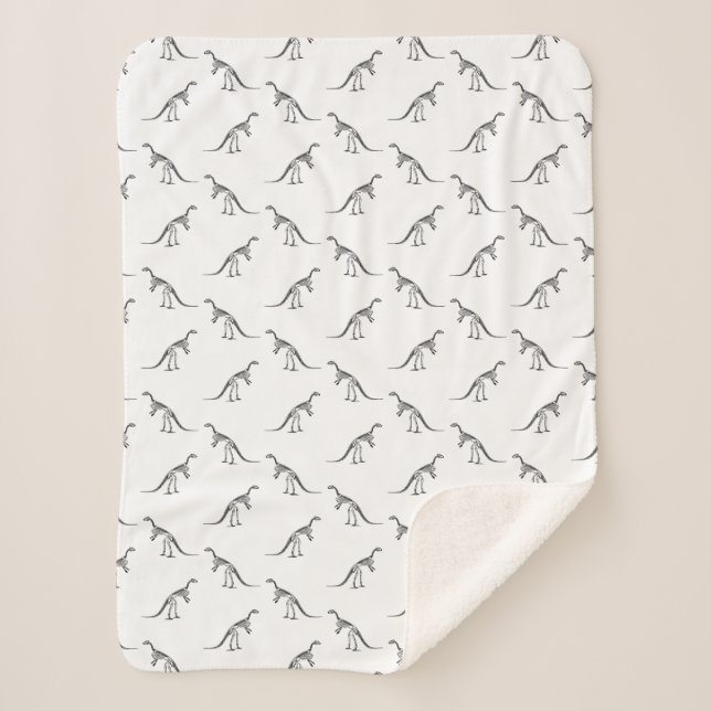 Dinosaur Skeletons Pattern CUSTOM BACKGROUND COLOR Sherpa Blanket (Front)