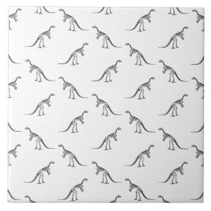 Dinosaur Skeletons Pattern CUSTOM BACKGROUND COLOR Tile