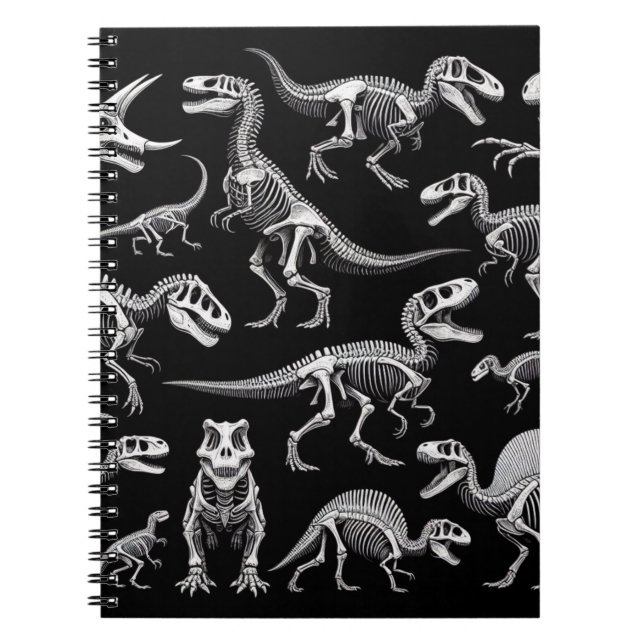 Dinosaur Skeletons White Fossil Bones Notebook (Front)