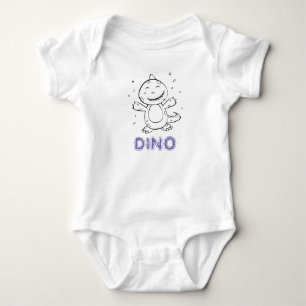 Dinosaur - Sketched Art Animal in Black & White Baby Bodysuit