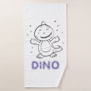 Dinosaur - Sketched Art Animal in Black & White Bath Towel