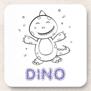 Dinosaur - Sketched Art Animal in Black & White Coaster