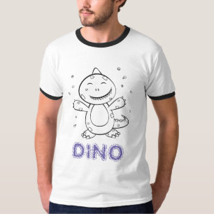 Dinosaur - Sketched Art Animal in Black & White T-Shirt
