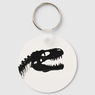 Dinosaur skull skeleton silhouette key ring