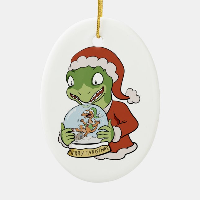 Dinosaur Snow Globe Ornament (Front)