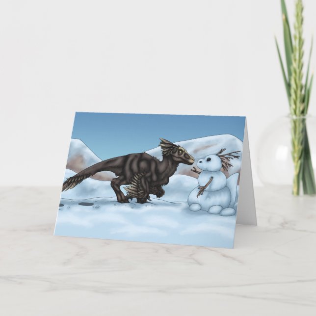 Dinosaur Snowman Card (Front)