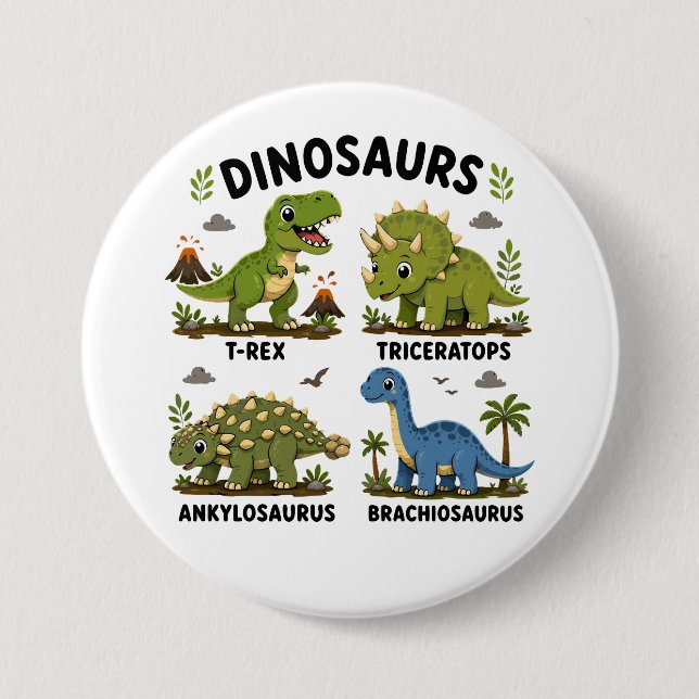 Dinosaur Species Learning for Kids 7.5 Cm Round Badge (Front)